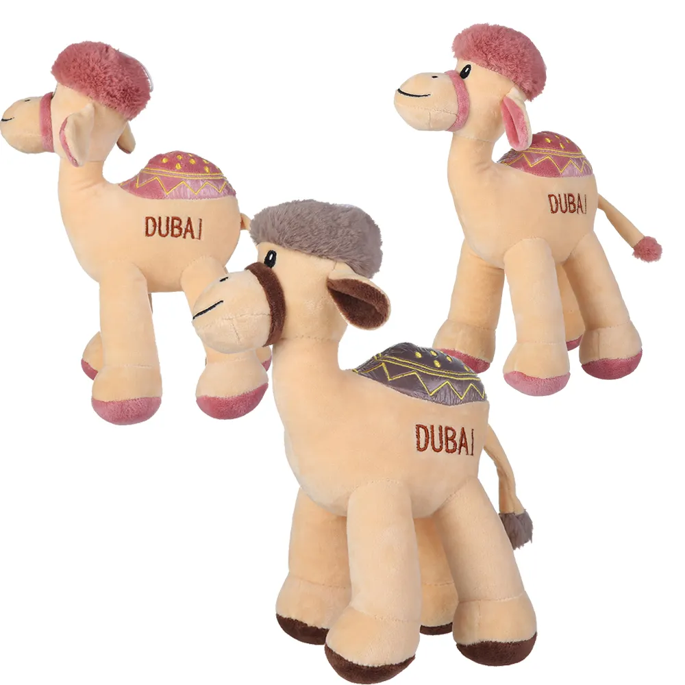 Peluche de chameau de différentes tailles peluche en gros Arabie saoudite broderie personnalisée chameau peluche animal pour Dubaï