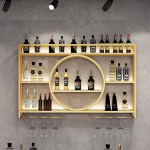 Étagères murales flottantes en fer forgé pour bouteilles d'alcool - Product Image 5