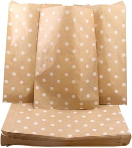 Sacchetti regalo decorativi in carta piatta sacchetti regalo in carta personalizzati con stampa bianca sacchetto di carta per affari biscotti caramella busta marrone - Product Image 2