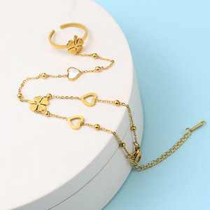 Nuovo Bracciale da Donna alla Moda in Acciaio Inossidabile con Occhio Turco, Mano di Hasma, Serpente e Farfalla, Anello da Dito, Catena da Mano, Non si Ossida - Product Image 6