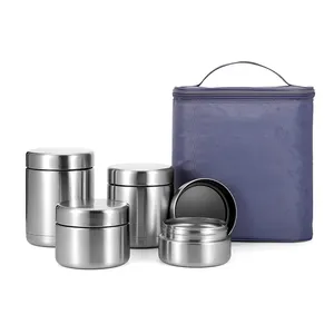 Thermal flask double wall stainless steel lunch box round Vacuum Insulated kids Lunch Bottles Set