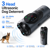 Appareil d'entraînement pour chien à ultrasons rechargeable à trois têtes, portable, anti-aboiement, avec modes fixe et balayant