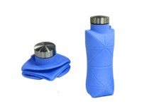 Bouteille d'eau de voyage portable anti-fuite, bouteille d'eau pliable en silicone sans BPA réutilisable avec mousqueton pour la salle de sport, les voyages