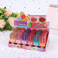 Gloss à Lèvres Végan Naturel pour Fille Tendance, Mignon, Effet Crème Glacée, Paillettes, 6 Couleurs, Résistant à l'Eau, Longue Tenue
