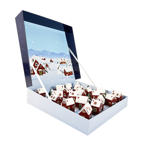 Calendario riempibile del biscotto dell'avvento di 24 giorni di natale calendario dell'avvento della casa di pan di zenzero all'ingrosso Kalender dell'avvento per il cioccolato - Product Image 4