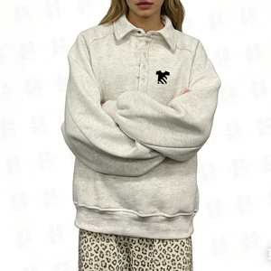 เสื้อสเวตเชิ้ตผ้าฟลีซทรงโอเวอร์ไซส์คุณภาพสูงสำหรับผู้หญิง สกรีนโลโก้ได้ เป็นมิตรต่อสิ่งแวดล้อม ระบายอากาศได้ดี แบบกระดุมหน้า - Product Image 4