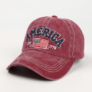 Casquette personnalisée de haute qualité pour papa Chapeau de baseball vintage avec drapeau américain au design vieilli et lavé Petite casquette d'affaires élégante - Product Image 5