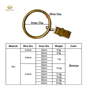 फ़ैक्टरी कस्टम परदा हैंगर क्लिप्स धातु ड्रेपरी रिंग्स ड्रेपरी लटकाने के लिए क्लिप्स