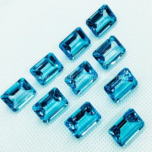 "10X14mm Octagon Cut Natural Sky Blue Topaz" grosir harga pabrik kualitas tinggi batu permata segi Per karat | Topaz biru langit