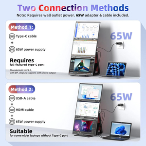 <span class=keywords><strong>Monitor</strong></span> Portátil OEM/ODM, Extensor de Pantalla de 4 Pantallas, 15.6 Pulgadas, Triple Pantalla, Compatible con Laptops a través de un Solo Cable - Product Image 3