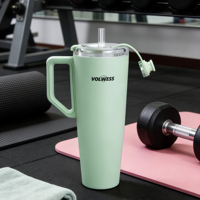 2 Thermos de voyage isolés sous vide en acier inoxydable sans BPA, étanches, avec manchon en silicone, isolation thermique de 12 à 24 heures
