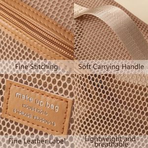 Bolsa de Maquillaje de Malla de Gran Capacidad con Logotipo Personalizado, Bolsa de Viaje con Cierre para Cosméticos, Neceser de Almacenamiento de Maquillaje para Mujer - Product Image 3