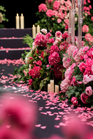Fleur artificielle en soie rose pivoine pour allée de mariage, arrangement floral prêt à l'emploi pour banquets, cérémonies, allées, Chine