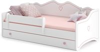Estructura de Cama Moderna de Princesa Cama para Niña Cama Infantil de Madera Blanca 140 x 70 cm con Cajón para Habitación de Niñas