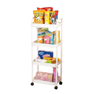 Étagère de rangement domestique multicouche à roulettes pour salle de bain Étagère de rangement pour salle de séjour Étagère de rangement pour snacks sur pied - Product Image 2