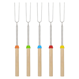 Tenedores para Asar Malvaviscos de Acero Inoxidable Cromado con Mango Largo - Accesorios para Barbacoa de Carbón al Aire Libre y Hoguera de Camping Resistentes al Calor - Product Image 2