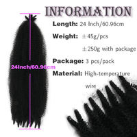 Lot de 3 mèches pré-étirées pour tresses françaises bouclées, extensions synthétiques pour tresses au crochet, multicolores, vente en gros