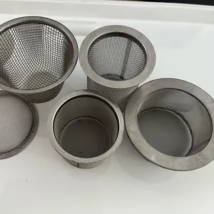 Customized size Stainless steel pipe filter screen bowl ,stainless steel perforated mesh filter cartridge,edge filter bucket