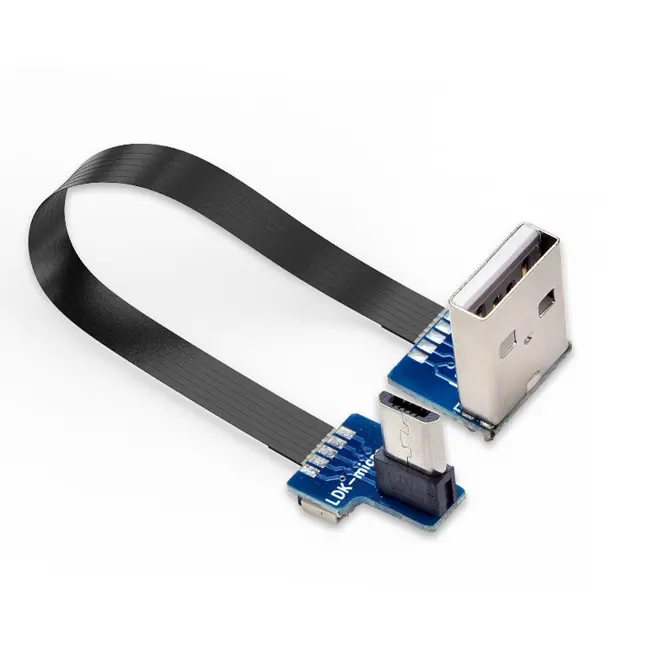 Individueller 5-Pin-FPC-Flachkabel-Anschluss AM USB2.0 männlich untere Kurve zu Micro USB männlich rechtskurve Anschluss flexibler Fpv-Kabeladapter