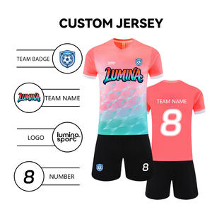 Custom unisex zomer voetbaltenue set volwassenen competitie training team uniform V-hals korte mouw shirt nummerdruk - Product Image 4