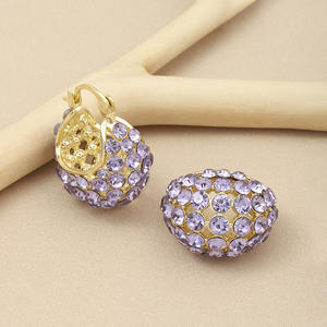 Boucles d'oreilles tendance en forme de U pour femme, violettes, style panier, super brillantes, de luxe léger, cadeau, 18K - Product Image 3