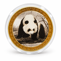 Médaillon Panda Peinture à l'Encre Chinoise 2026, Art Populaire Forêt des Dix Bambous, Boîtier Plaqué Fer