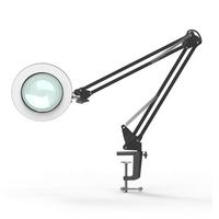Lampe de bureau loupe led bras pivotant, dispositif de lecture 5 fois, beauté ongles travail lampe de table avec loupe