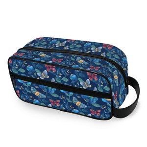 Bolsa de Aseo Portátil de Viaje Unisex con Diseño de Mariposas y Logotipo Personalizado, Bolsa Organizadora de Maquillaje Impermeable para el Cuidado de la Piel - Product Image 1