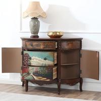 Meuble d'entrée de style américain JINXI, console vintage peinte, table de salon, meuble de rangement demi-rond