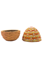 Boîte de rangement artisanale en papier mâché en forme d'œuf, base vert lime, couvercle tissé rayé multicolore, cadeau décoratif pour souvenirs