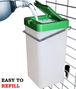 1L Plastic Green Lid White Square Bottle with Automatic Stainless Steel Drinking Water Nipple For Rodent Rabbit Hamster