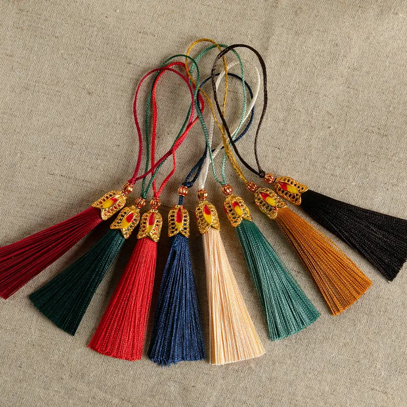 6cm Fashion Crown Cap Tassel Rayon Silk Polyester Tassels Fringe for Cloth Bag DIY Jewelry Making Accessories