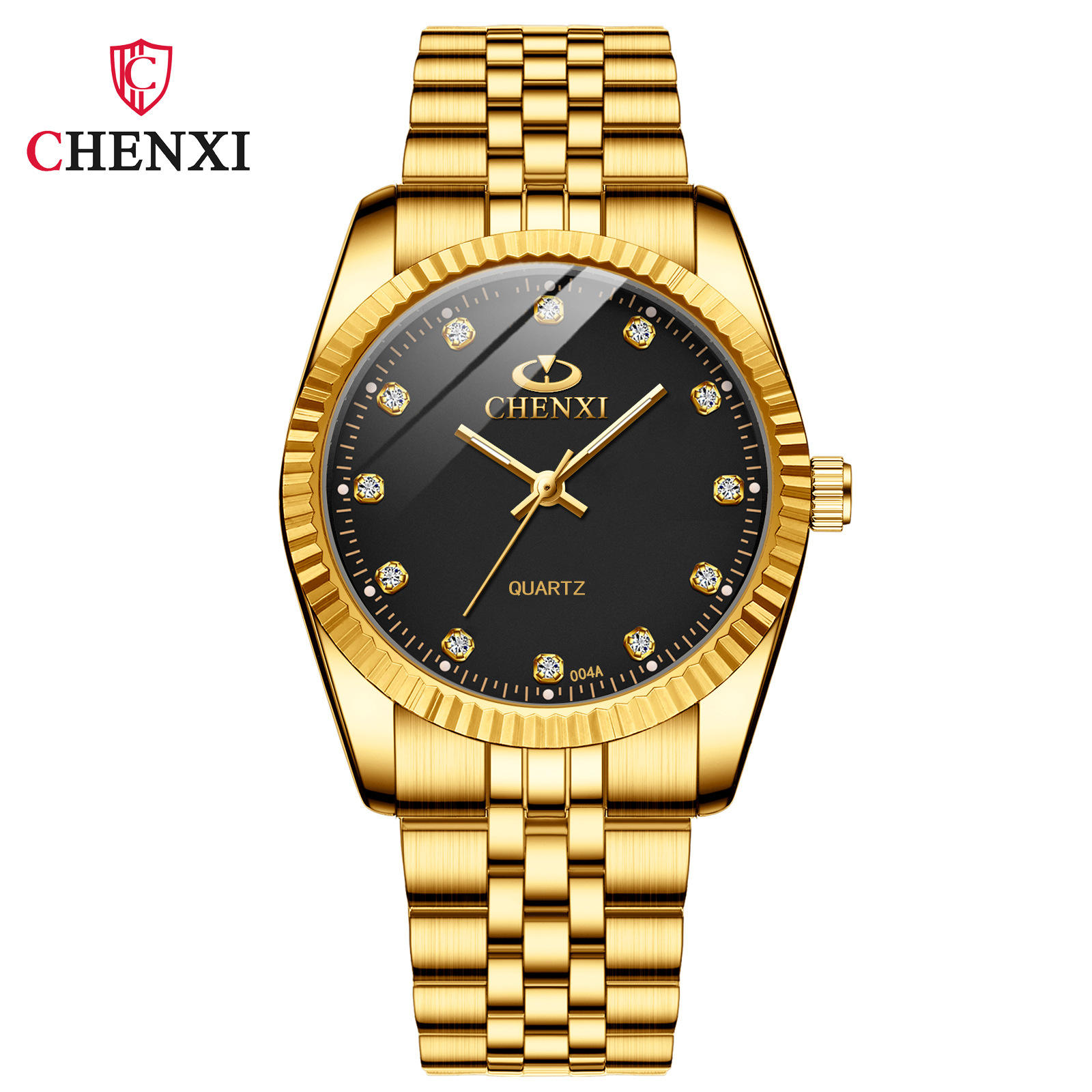 Full gold mens black dial