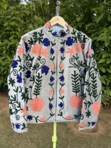 Artisan Handmade <b>Velvet</b> Embroidered 100% Cotton Eco-Friendly Breathable <b>Jacket</b> <b>Women</b> | Premium Floral Boutique Designer - Product Image 2