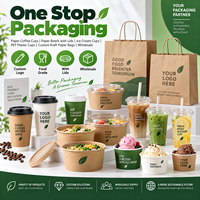Emballages à emporter tout-en-un : gobelets à café en papier, bols à soupe en papier, gobelets à glace, gobelets en plastique, sacs en papier kraft, logo personnalisé OEM