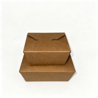 Biologisch abbaubare braune Kraftpapierbox mit individuellem Logo, lebensmittelechte Einwegverpackung für Restaurants zum Mitnehmen