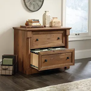 Office Furniture Vintage Vertical Wood 2 Drawer Vintage Oak Finish File Storage Cabinet