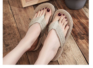 Sandali da donna in <span class=keywords><strong>paglia</strong></span> moda pantofole scorrevoli a buon mercato infradito per le donne - Product Image 2
