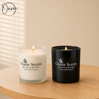 Supplier Lilin Aroma dalam Stoples Kaca Label Pribadi Hitam Putih untuk Toko Ritel dan Dekorasi Hotel