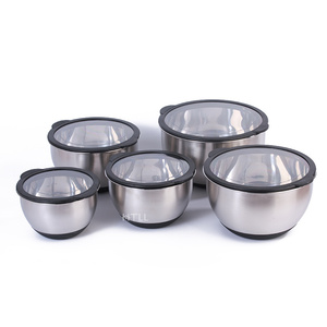 Juego de ensaladeras gruesas de estilo europeo, tazón de mezcla extra grueso de acero inoxidable, cocina, contenedor de alimentos para hornear con tapa Visual - Product Image 1