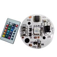 Placa Pcb LED RGB SMD de 5V, Control remoto de 31mm de diámetro, 24 teclas, Base de madera, fuente de luz nocturna, Cable USB de 1,5 m, componentes de lámparas de alambre