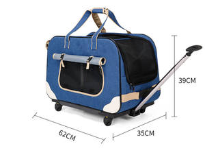 กระเป๋าเดินทางสำหรับสัตว์เลี้ยงแบบมีล้อ ยี่ห้อ Oxford Mesh ระบายอากาศได้ดี พกพาสะดวก ได้รับการรับรองจากสายการบิน พร้อมซิปปิด - Product Image 4