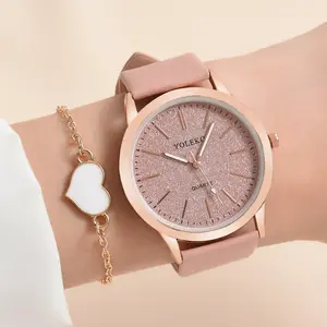 2pcs Women Watches Set Ladies Fashion Watch New Simple Casual Women's Analog WristWatch Bracelet Gift YuSa211