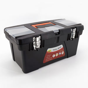 19 Inch Tool Box Plastic Tool Box with Removable Tray and Organizers Including Three Small Parts Boxes