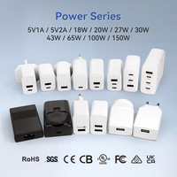 Chargeur mural USB double port personnalisé avec logo, multi-prises PSB PSE TUV S-MARK 20W PD NOM EAC FCC 9V 2.22A