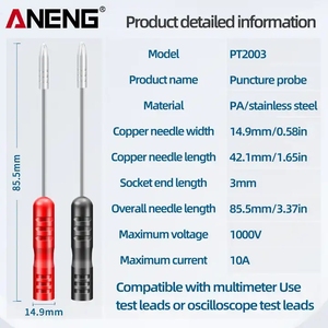 Sonde d'extension de test pour multimètre ANENG PT2003, sonde à aiguille isolée rouge/noir 1000V 10A, outil de filetage - Product Image 6