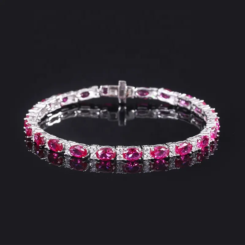 Новые модные ювелирные изделия стерлингового серебра 925 Роскошный Радужный кубический цирконий браслет для женщин