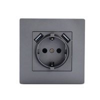 Salida USB alemana Estándar DE LA UE 250V ~ 16A Enchufe eléctrico de pared Enchufe Schuko con puertos Usb Tipo A + A Enchufe de pared simple