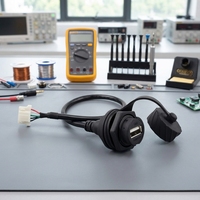 Cable de Extensión Electrónico Lshitech Industrial IP68 a Prueba de Agua, Conectores USB 2.0 Macho/Hembra, Contactos de Cobre, 30V DC, 0.13-1m