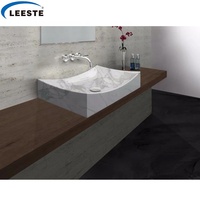 Lavabo de salle de bain en pierre naturelle italienne, en marbre poli